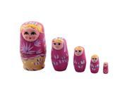 Unique BargainsHandmade Beautiful Girl Russian Nesting Dolls Matryoshka Gift Set Fuchsia 5 in 1