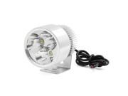 Unique Bargains Motorcycle Scooter 3 White LED Head Light Spotlight Lamp Bulb Silver Tone