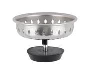 Stainless Steel Round Shaped Sink Residue Rubbish Strainer Drainer Silver Tone