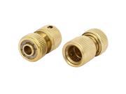 Unique BargainsCar Garden Washing Hose Pipe Water Stop Connector Gold Tone 13mm 1 2 inch 2pcs