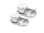 Stainless Steel Beauty Jar Cylinder Tank Bending Tray Plier Eyebrow Tools 2 Sets