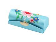 Flower Chinese Tradition Embroidery Jewelry Makeup Lipstick Case Box Light Blue