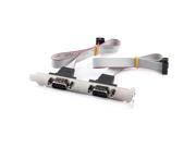Unique BargainsDual DB9 Pin Male Bracket Panel to IDC 10 Pin Female Socket Cable for PC