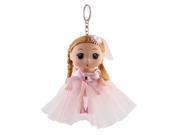 Unique BargainsGirl Bag Plastic Toy Design Pendant Hanging Doll Keychain Key Ring Light Orange