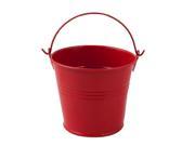 Metal Bucket Shaped Household Plant Planter Holder Flower Pot Decoration Red