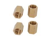 Unique Bargains1 4BSP Female Thread Brass Pipe Fitting Straight Hex Rod Coupling Nut 4pcs
