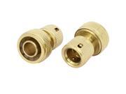 Unique BargainsCar Garden Washing Hose Pipe Pass Water Connector Gold Tone 19mm 3 4 inch 2pcs