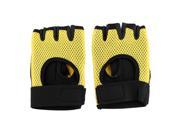 Unique BargainsSkating Weightlifting Cycling Fitness Half Finger Fingerless Gloves Yellow Pair