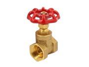 3 4PT 24.5mm Female Threaded Dual Ports Red Knob Control Water Brass Gate Valve