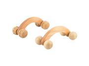 Unique BargainsHome Office Wood Handheld Body Arms Back Stress Release Roller Massager 2 in 1