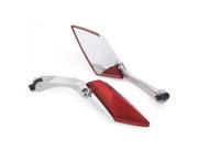 Unique Bargains Universal Red Motorcycle Motorbike Rearview Rear View Side Mirror 8mm 10mm Pair