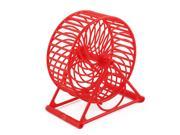 Pet Plastic Round Shaped Hollow Out Hamster Exercise Running Wheel Roller Red