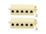 Unique Bargains2 Pcs Plastic Housing Telephone ADSL Modem 6P4C 1 to 5 Line Splitter Filter