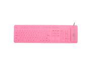 Unique BargainsFoldable Flexible 109 Keys USB Wired Roll up Silicone Keyboard Pink for Laptop