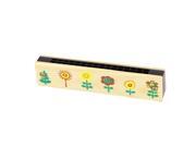 Unique BargainsWooden Flower Pattern Early Education Dual Rows Harmonica Musical Instrument