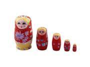 Unique BargainsHandmade Beautiful Girl Russian Nesting Dolls Matryoshka Gift Set Red 5 in 1