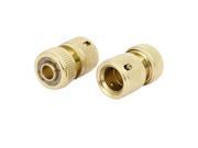 Unique BargainsCar Garden Washing Hose Pipe Pass Water Connector Gold Tone 13mm 1 2 inch 2pcs