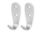 Clothes Coat Stainless Steel Wall Mount Single Hook Hangers 53mmx20mmx30mm 2pcs