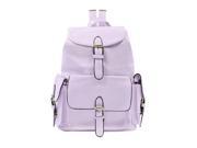 Unique Bargains Women s Buckled Drawstring Multi Pocket Imitation Leather Backpack Purple