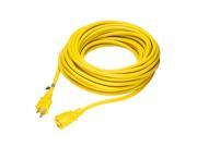 Power Extension Cord Cable 13A 16AWG SJTW 50Ft Yellow Outdoor Indoor UL Approved