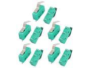 10Pcs AC250 125V 3A 3P Momentary 21mm Lever Arm Micro Switch Green KW12 3S