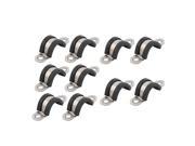 10Pcs 16mm Dia Rubber Lined U Shaped Stainless Steel Pipe Clips Hose Tube Clamp