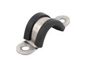 16mm Dia Rubber Lined U Shaped Stainless Steel Pipe Clips Hose Tube Clamp