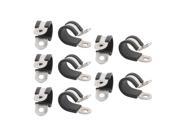 10Pcs 15mm Dia Rubber Lined R Shaped Stainless Steel Pipe Clips Hose Tube Clamp