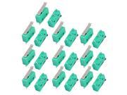 20Pcs AC250 125V 5A 3P Momentary 20mm Lever Arm Micro Switch Green KW12 5S