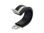 22mm Dia EPDM Rubber Lined R Shaped Stainless Steel Pipe Clips Hose Tube Clamp