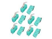 10Pcs AC250 125V 5A 3P Momentary 21mm Lever Arm Micro Switch Green KW12 3S