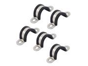 5Pcs 20mm Dia Rubber Lined U Shaped Stainless Steel Hose Pipe Clips Clamp Cable