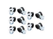 10Pcs 8mm Diameter Rubber Lined R Shaped Zinc Plated Pipe Clips Hose Tube Clampc