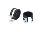 2Pcs 22mm Dia EPDM Rubber Lined R Shaped Zinc Plated Pipe Clips Hose Tube Clamp