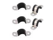5Pcs 15mm Dia Rubber Lined U Shaped Stainless Steel Hose Pipe Clips Clamp Cable