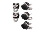 5Pcs 10mm Dia Rubber Lined R Shaped Stainless Steel Pipe Clips Hose Tube Clamp