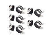 10Pcs 18mm Dia Rubber Lined R Shaped Stainless Steel Pipe Clips Hose Tube Clamp