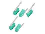5Pcs AC250 125V 5A 3P Momentary 36mm Lever Arm Micro Switch Green KW12 9S