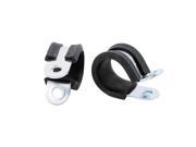 2Pcs 18mm Dia EPDM Rubber Lined R Shaped Zinc Plated Pipe Clips Hose Tube Clamp