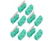10Pcs AC250 125V 5A 3P Momentary 18mm Lever Arm Micro Switch Green KW12 1S