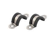 2Pcs 16mm Dia Rubber Lined U Shaped Stainless Steel Pipe Clips Hose Tube Clamp