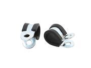 2Pcs 12mm Dia EPDM Rubber Lined R Shaped Zinc Plated Pipe Clips Hose Tube Clamp
