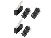 5Pcs AC250 125V 3A 3P Momentary 21mm Lever Arm Micro Switch Black KW12 4