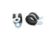 2Pcs 14mm Dia EPDM Rubber Lined R Shaped Zinc Plated Pipe Clips Hose Tube Clamp