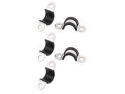 5Pcs 15mm Dia Rubber Lined U Shaped Stainless Steel Pipe Clips Hose Tube Clamp