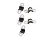 5Pcs 9mm Dia Rubber Lined U Shaped Stainless Steel Hose Pipe Clips Clamp Cable