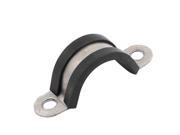 22mm Dia Rubber Lined U Shaped Stainless Steel Pipe Clips Hose Tube Clamp