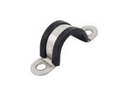 20mm Dia Rubber Lined U Shaped Stainless Steel Pipe Clips Hose Tube Clamp