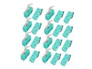 20Pcs AC250 125V 5A 3P Momentary 21mm Lever Arm Micro Switch Green KW12 3S