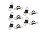 10Pcs 15mm Dia Rubber Lined U Shaped Stainless Steel Pipe Clips Hose Tube Clamp